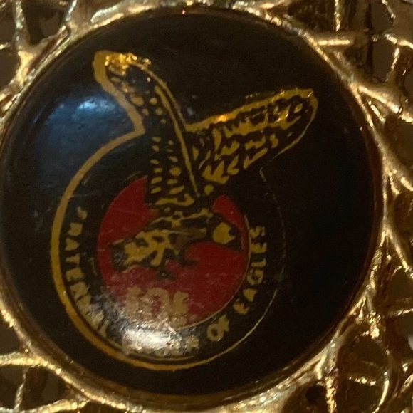 Vintage Metal Bolo Tie, Brass, Paternal Order Of Eagles, Club, Lodge, Nice Spark - Picture 3 of 6